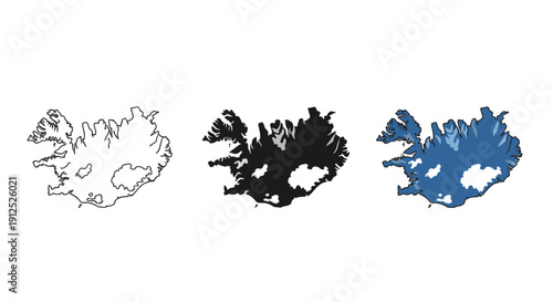 Black and white and color drawings of a country map minimalist art illustration vector design