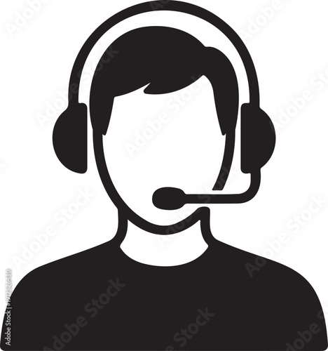 Male customer service representative silhouette with headset for call center branding