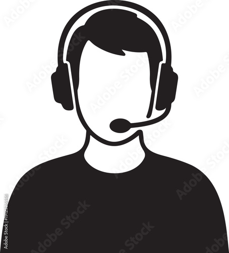 Modern call center agent avatar with microphone headset for technical support and sales