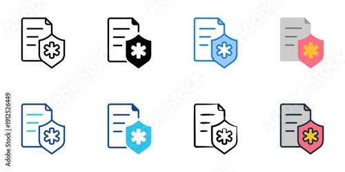 Insurance claim icons set multiple style collection. Editable stroke 
