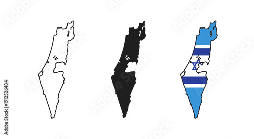 Black and white and color drawings of a country map minimalist art illustration vector design