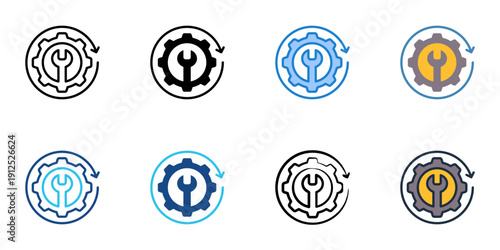 Utility restoration icons set multiple style collection. Editable stroke 

