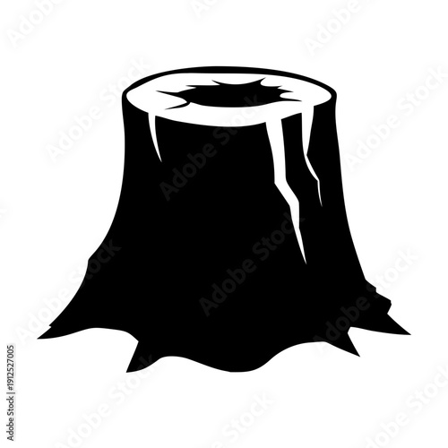 Minimalist Tree Stump Silhouette Vector Icon