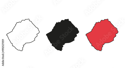 Black and white and color drawings of a country map minimalist art illustration vector design