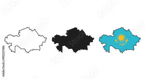 Black and white and color drawings of a country map minimalist art illustration vector design