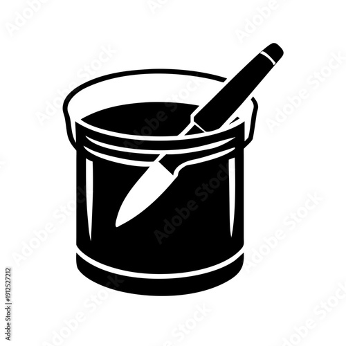 Paint Bucket and Brush Minimalist Silhouette Vector Icon