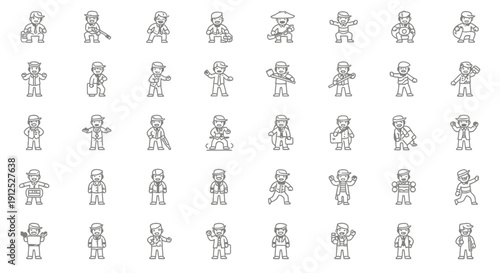 Diverse Professions Collection: Pixel Art Icons of People in Various Occupations