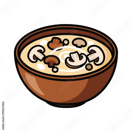 A steaming bowl of creamy mushroom soup