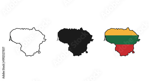 Black and white and color drawings of a country map minimalist art illustration vector design