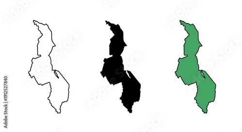 Black and white and color drawings of a country map minimalist art illustration vector design