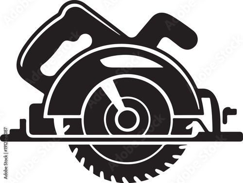 Handheld circular saw silhouette icon for construction and woodworking