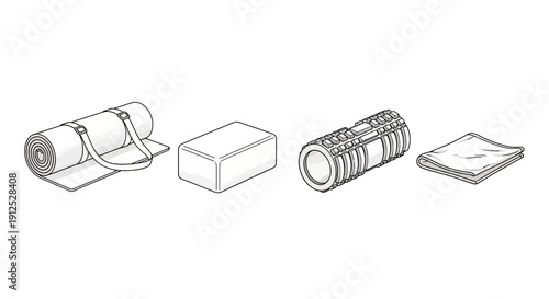 Yoga and Fitness Equipment Set: Mat, Block, Foam Roller, Towel