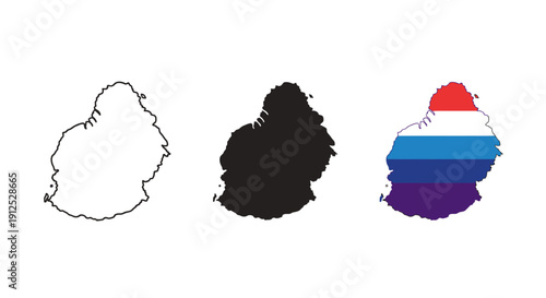Black and white and color drawings of a country map minimalist art illustration vector design