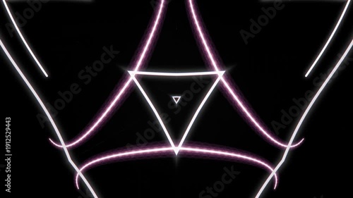 Vibrant neon lights create dynamic geometric patterns in modern design