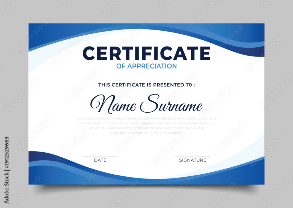Obraz premium Business Certificate of appreciation template geometric border frame wavy design