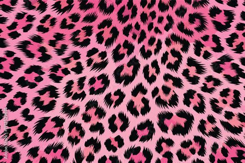 Stylized Leopard Fur Pattern with Pink and Black Spots, Dynamic Camouflage Design