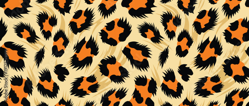 Vibrant Leopard Spot Pattern with Dynamic Fur Texture and Bold Orange-Black Color Scheme