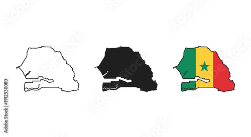 Silhouette map of South America continent outline with countries vector illustration isolated on white background