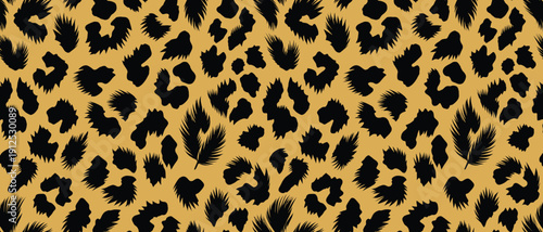 Vibrant Leopard Fur Pattern Bold Golden Yellow Black Spots Dynamic Texture Illustration