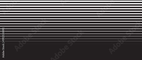 Line halftone gradation texture. Fading horizontal stripe gradient background. Repeating pattern backdrop. Black parallel thin to thick lines backdrop for overlay, print, cover, graphic design. 