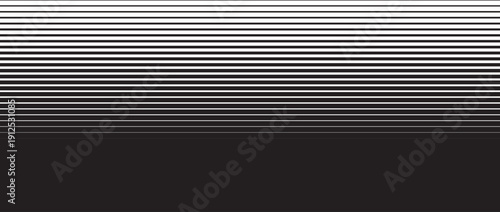 Minimalist black and white horizontal line abstract background with optical illusion effect. Modern geometric striped texture design for wallpaper, banner, technology backdrop, or contemporary digital