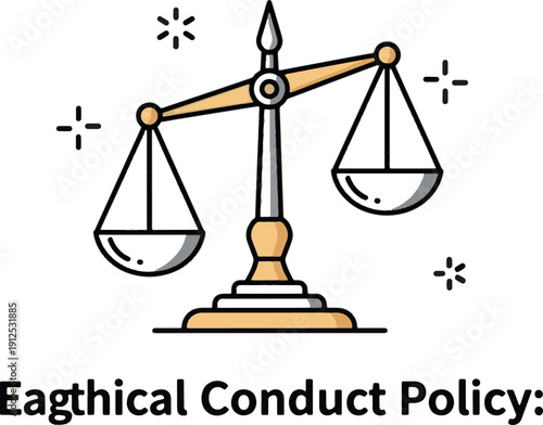 Ethical Conduct Policy Illustration with Scales of Justice Symbol for Corporate Governance, Legal Compliance and Business Ethics Concepts