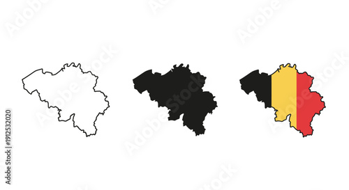Silhouette map of Michigan state with Great Lakes outline, minimalist black and white vector illustration for travel, geography, and business projects