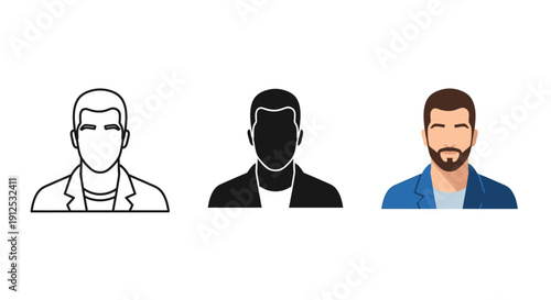 Minimalist business professional wearing headset vector illustration isolated on white background for call center and communication