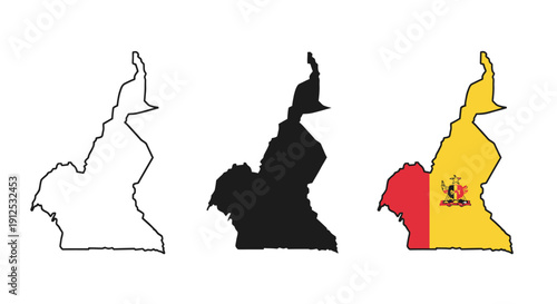 Silhouette map of South America continent outline with countries vector illustration isolated on white background for travel and geography