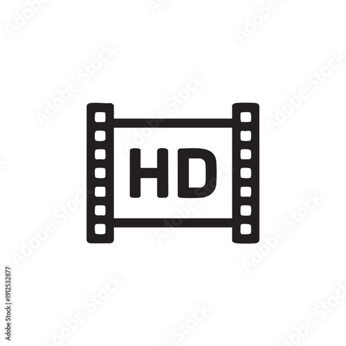 High definition film strip icon representing video quality and cinematic experience