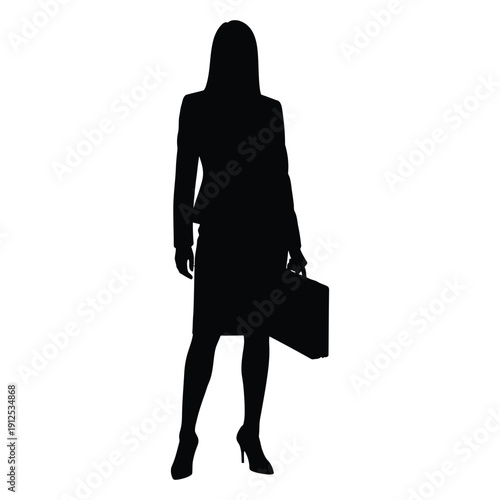 Businesswoman Silhouette Holding Briefcase in High Heels
