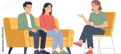 Couple Therapy Session Vector Illustration  Psychologist Counseling Concept