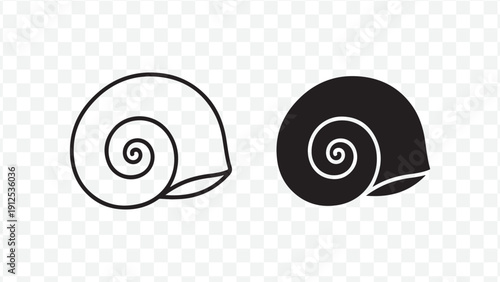 Snail Shell Icons for Nature and Outdoor Designs isolated on Transparent Background