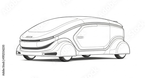 Futuristic Autonomous Vehicle Concept Sketch.