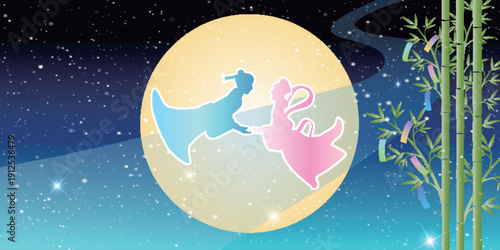 七夕　天の川　和柄　背景