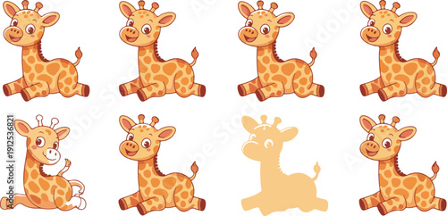Cute Giraffe Vector Set  Adorable Baby Cartoon Giraffes Illustration