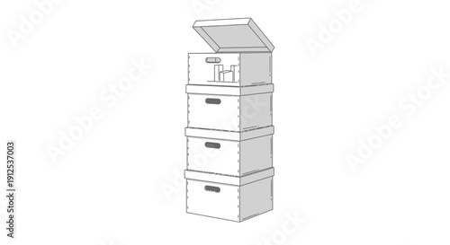 Stack of Cardboard Boxes, Storage, Moving, Organization, Office Supplies