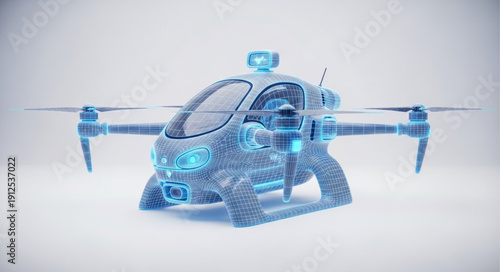 Futuristic drone concept with advanced technology and sleek design.