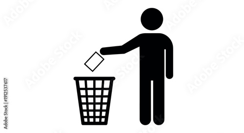Throwing Trash into Bin Waste Management Icon