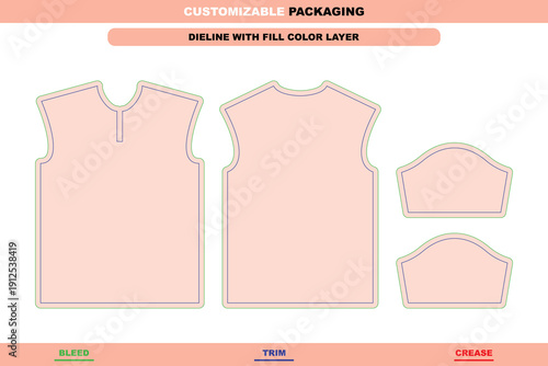 Mens polo clothing packaging template featuring structured garment presentation with detailed dieline support and print optimized layout mockup for smooth die line workflow