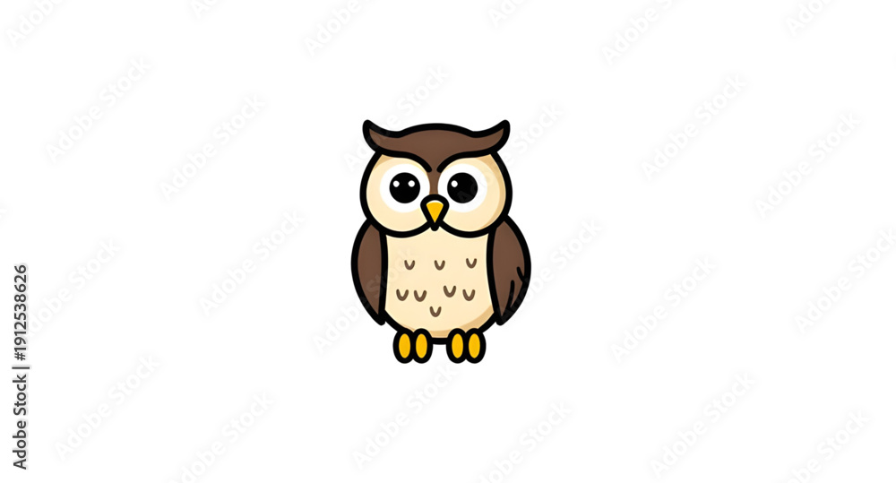 Obraz premium owl, icon, bird, animal, wildlife, nocturnal, wisdom, smart, knowledge, education, symbol, mascot, logo, emblem, sign, illustration, vector, graphic, design, flat, minimal, simple, cute, cartoon, outl