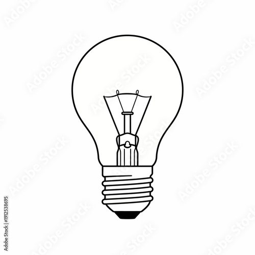 Illumination: The simple elegance of a solitary light bulb, captured in a clean, modern outline, symbolizing innovation and brilliance.