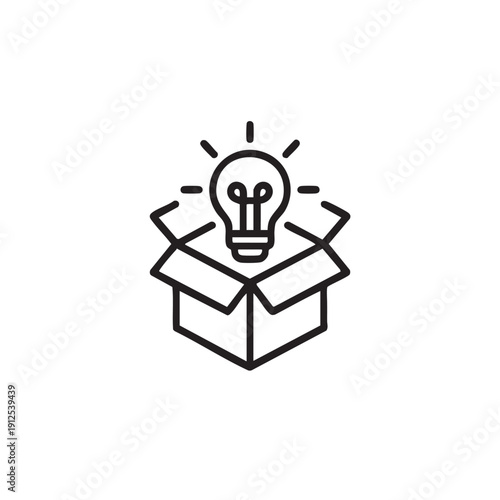 Creative idea emerging from an open box, symbolizing innovation and bright thinking