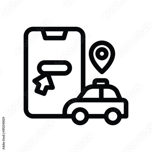  online taxi line icon illustration vector graphic.eps