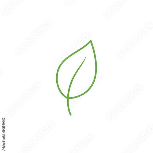 A single green leaf with a smooth outline and a gentle curve