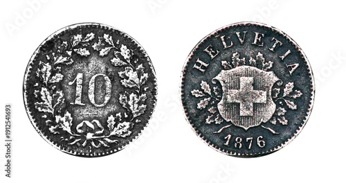 Coin 10 rappen. 1876. Switzerland