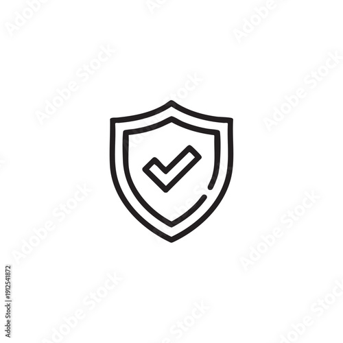 Free Download Simple black shield icon with checkmark on transparent background viewed from front - GFXLoad