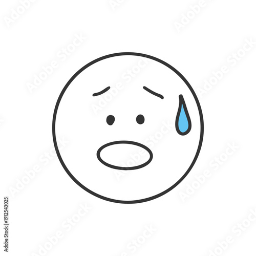 troubled and nervous face icon　トラブルや不安を表すシンプルな困る顔の手書きアイコン