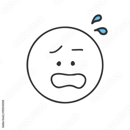 troubled and anxious face icon　トラブルや焦りを表すシンプルな困る顔の手書きアイコン