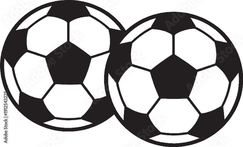Two Soccer Balls Icon Solid Silhouette SVG EPS Front View